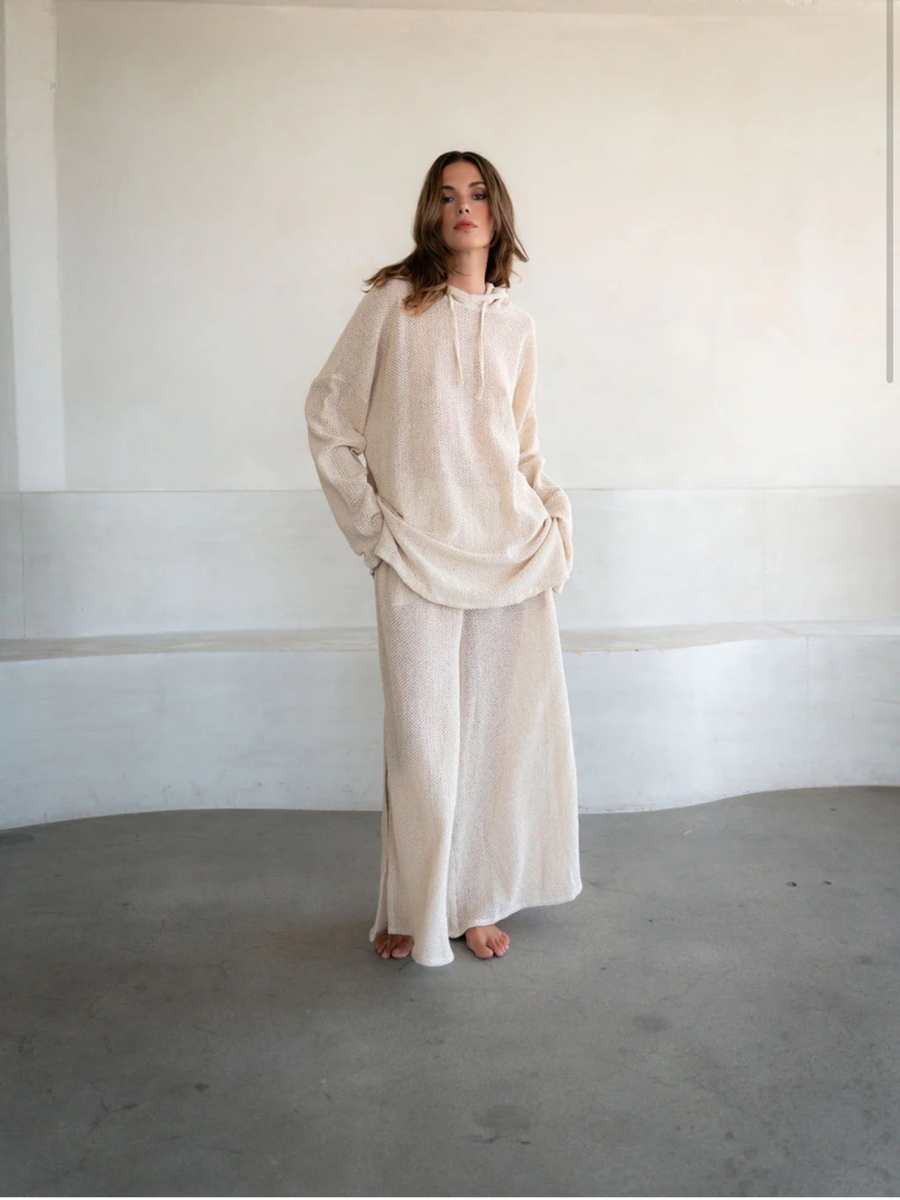 A Perfect Nomad 100% organic cotton Cream Hoodie & Pant Set